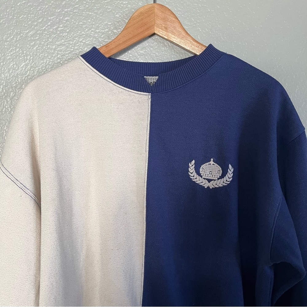 Vintage Morgan Square Split Color Crewneck Sweater Size Medium
